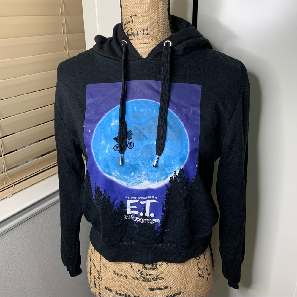 H&M Divided E.T. motion Picture Graphics Crop Hoodie Sweatshirt